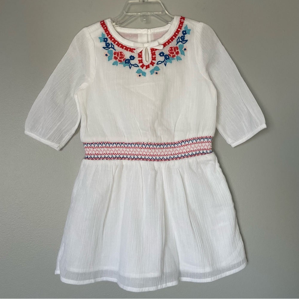 Janie and Jack White Cotton Gauze Embroidered Dress NWT